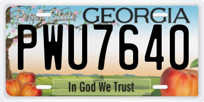 GA license plate PWU7640