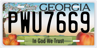 GA license plate PWU7669