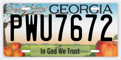GA license plate PWU7672