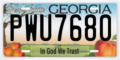 GA license plate PWU7680