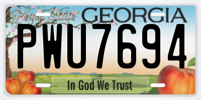 GA license plate PWU7694