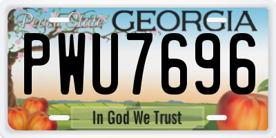GA license plate PWU7696