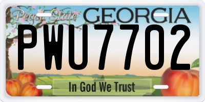 GA license plate PWU7702