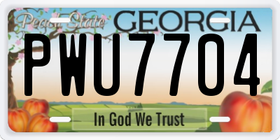 GA license plate PWU7704
