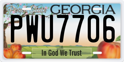 GA license plate PWU7706