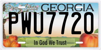 GA license plate PWU7720