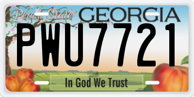 GA license plate PWU7721