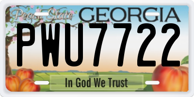 GA license plate PWU7722