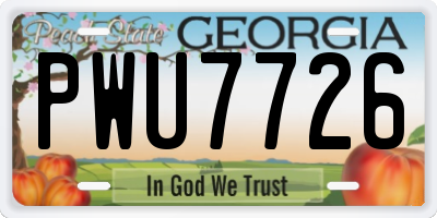GA license plate PWU7726