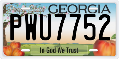 GA license plate PWU7752