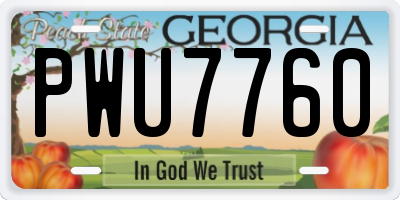 GA license plate PWU7760