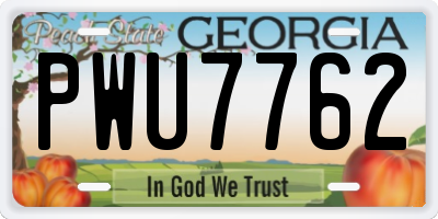 GA license plate PWU7762