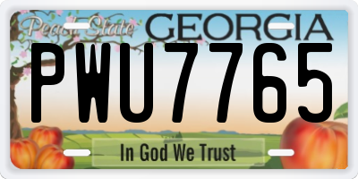 GA license plate PWU7765