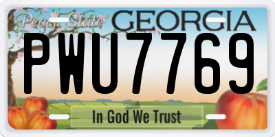 GA license plate PWU7769