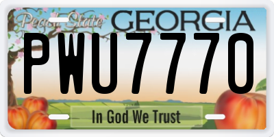 GA license plate PWU7770