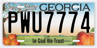 GA license plate PWU7774