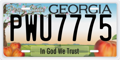 GA license plate PWU7775