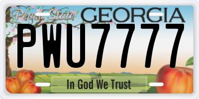 GA license plate PWU7777