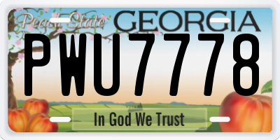 GA license plate PWU7778