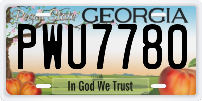GA license plate PWU7780