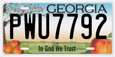 GA license plate PWU7792