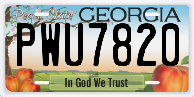GA license plate PWU7820