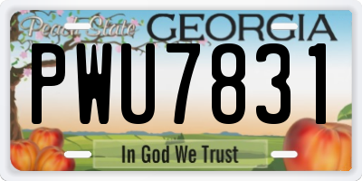 GA license plate PWU7831