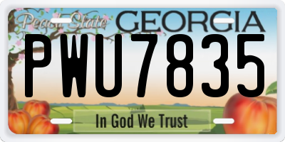 GA license plate PWU7835
