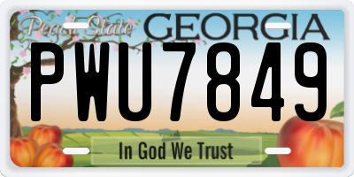 GA license plate PWU7849