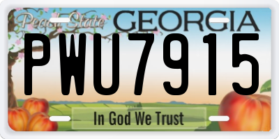 GA license plate PWU7915