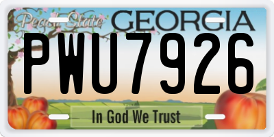 GA license plate PWU7926