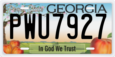 GA license plate PWU7927