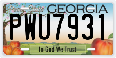GA license plate PWU7931