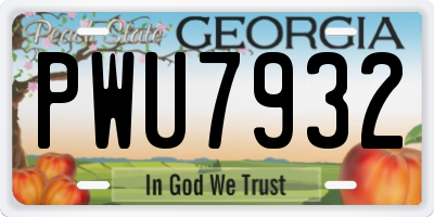 GA license plate PWU7932