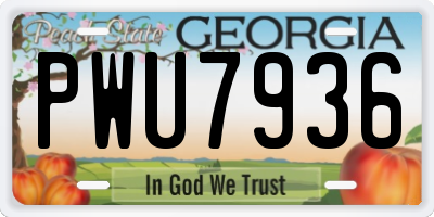 GA license plate PWU7936