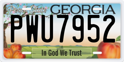 GA license plate PWU7952