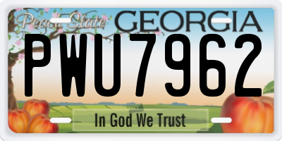 GA license plate PWU7962