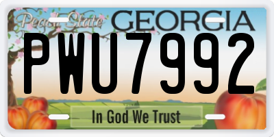 GA license plate PWU7992