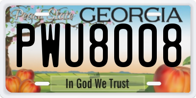 GA license plate PWU8008