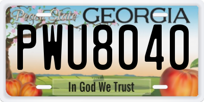 GA license plate PWU8040