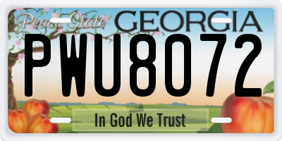 GA license plate PWU8072