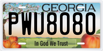 GA license plate PWU8080