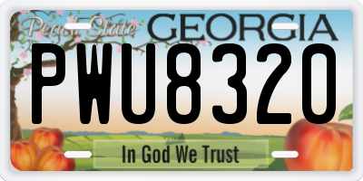 GA license plate PWU8320