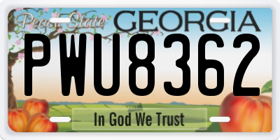 GA license plate PWU8362