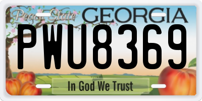 GA license plate PWU8369