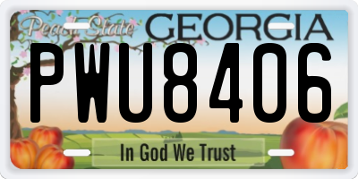 GA license plate PWU8406