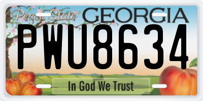 GA license plate PWU8634