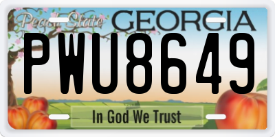 GA license plate PWU8649