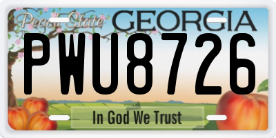 GA license plate PWU8726