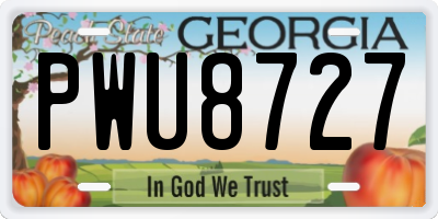 GA license plate PWU8727